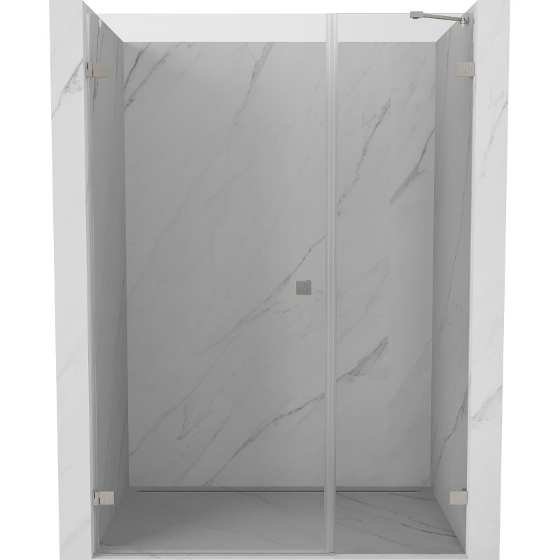 Mexen Lunar-B shower door, left side, 140 cm, transparent, brushed nickel - 832S-140-050-97-00-L