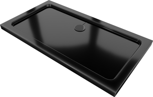 Mexen Flat slim rectangular shower tray 140 x 70 cm, black, with black siphon - 40707014B