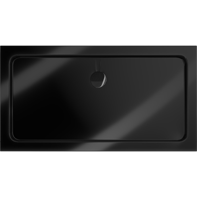 Mexen Flat rectangular shower tray slim 120 x 70 cm, black, black siphon - 40707012B