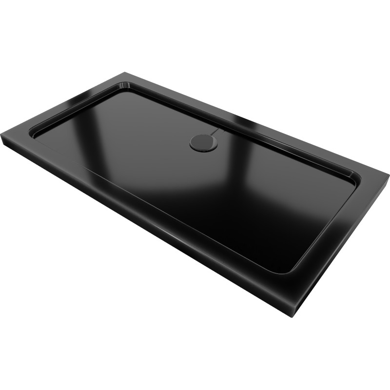 Mexen Flat rectangular shower tray slim 120 x 70 cm, black, black siphon - 40707012B