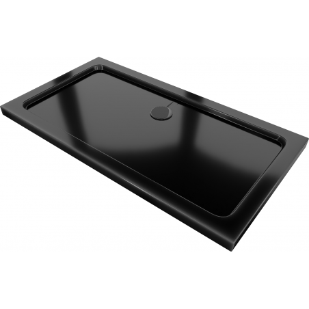 Mexen Flat 130 x 70 cm rectangular slim shower tray, black, black siphon - 40707013B