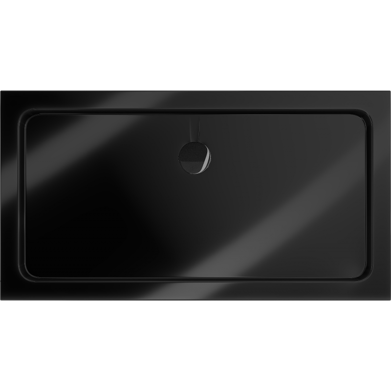 Mexen Flat rectangular slim shower tray 130 x 70 cm, black, black siphon - 40707013B