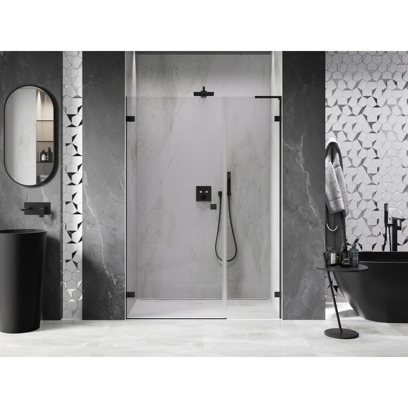 Mexen Lunar-B L Left-Hand Hinged Shower Door 120 cm, Transparent, Black - 832SL-120-050-70-00-L
