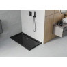 Mexen Flat rectangular slim shower tray 130 x 70 cm, black, black siphon - 40707013B