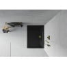 Mexen Flat rectangular slim shower tray 90 x 80 cm, black, golden drain - 40708090G