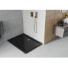 Mexen Flat rectangular slim shower tray 90 x 80 cm, black, gold siphon - 40708090G