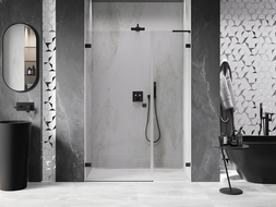 Mexen Lunar-B L 140 cm Left Hinged Shower Doors, Transparent, Black - 832SL-140-050-70-00-L
