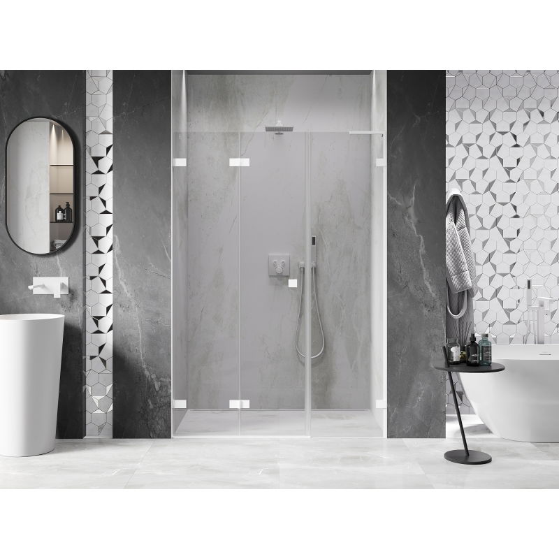 Mexen Lunar-F L folding shower door left 110 cm, transparent, white - 836SL-110-050-20-00-L