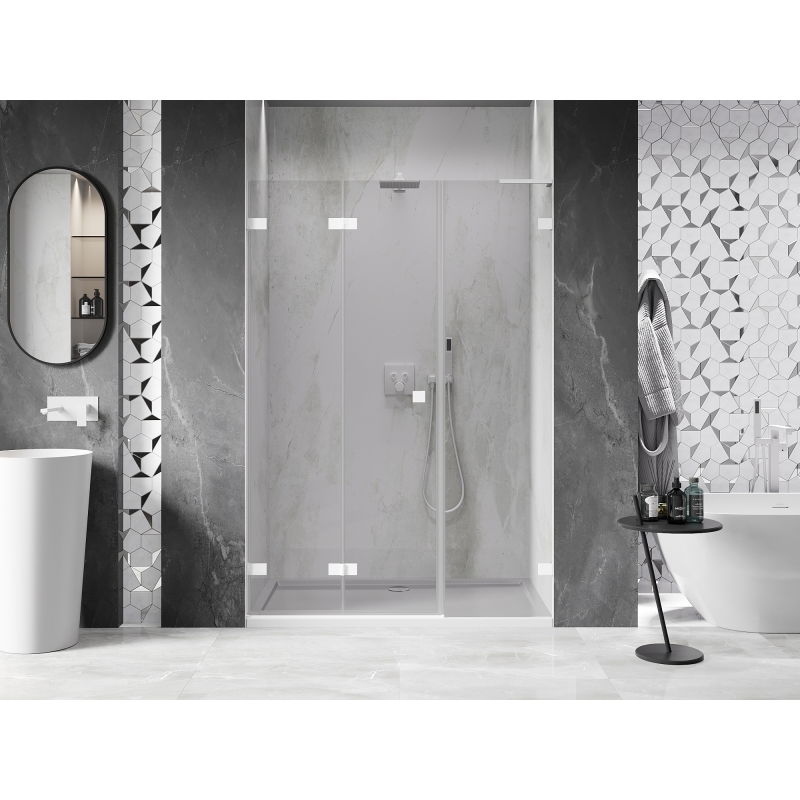 Mexen Lunar-F L folding shower door left 115 cm, transparent, white - 836SL-115-050-20-00-L