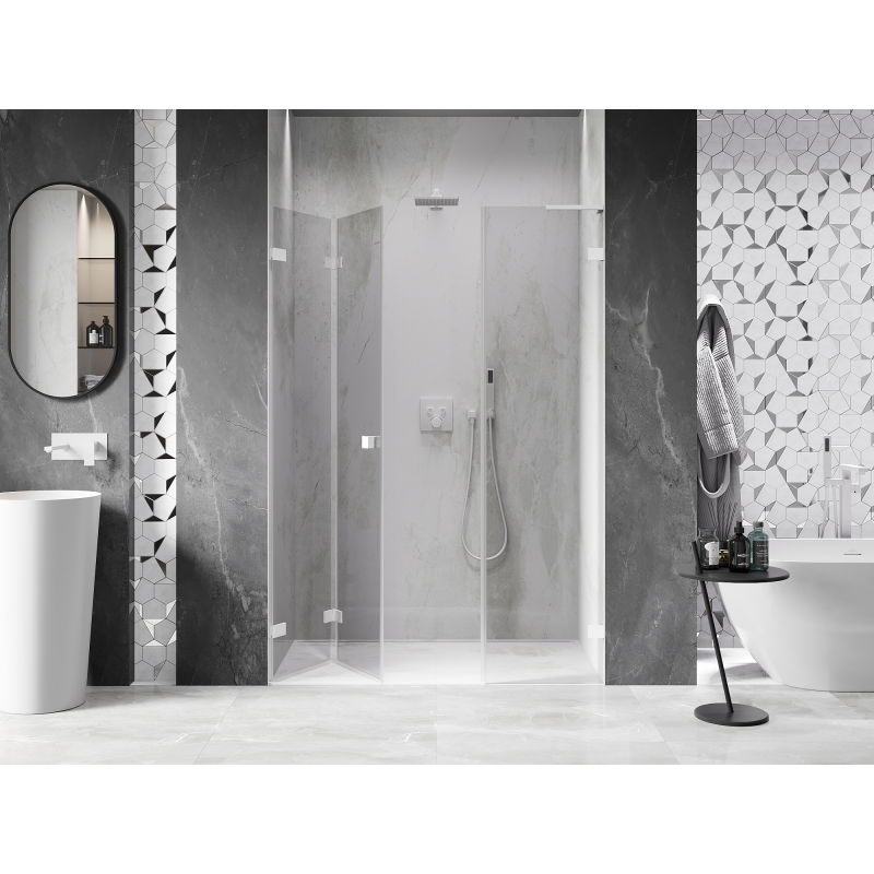 Mexen Lunar-F L folding shower door left 125 cm, transparent, white - 836SL-125-050-20-00-L