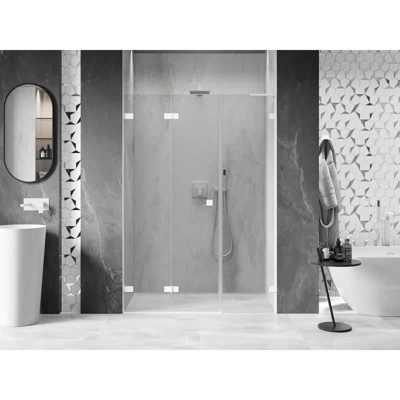 Mexen Lunar-F L folding shower door left 125 cm, transparent, white - 836SL-125-050-20-00-L