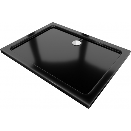 Mexen Flat rectangular slim shower tray 110 x 90 cm, black, chrome siphon - 40709011