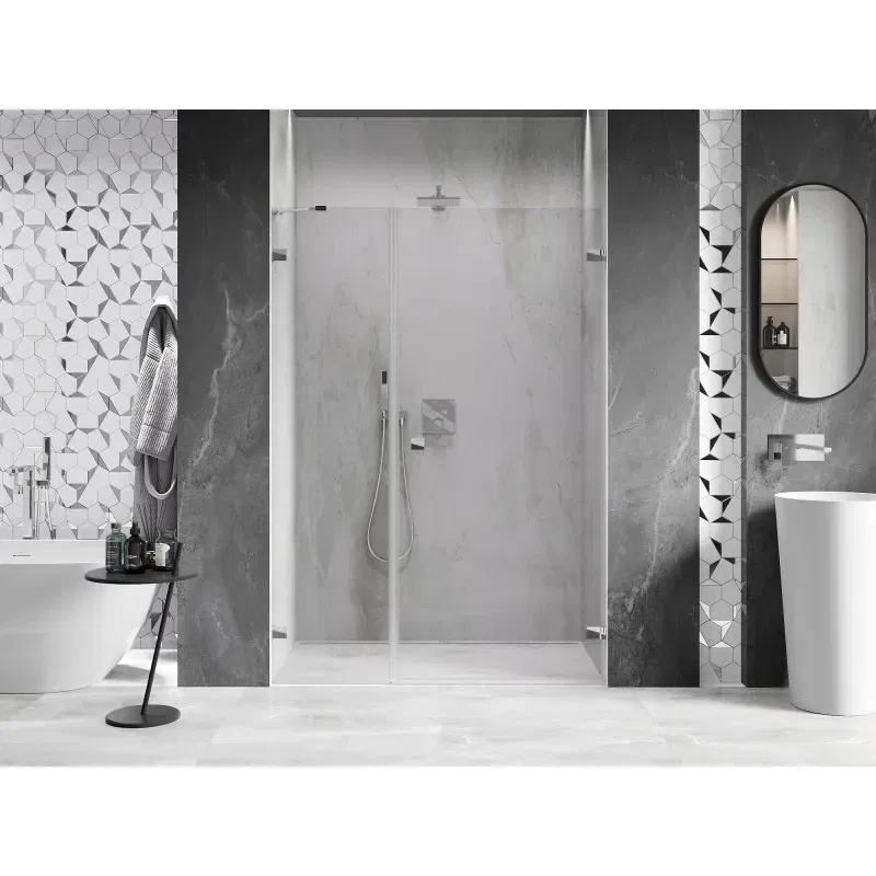 Mexen Lunar-B right hinged shower door 135 cm, transparent, chrome - 832S-135-050-01-00-P