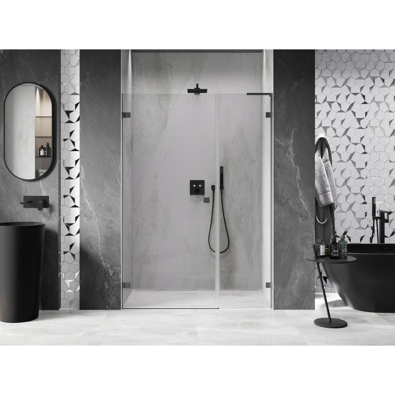 Mexen Lunar-B L 125 cm Left Swing Shower Door, Transparent, Gun Metal - 832SL-125-050-95-00-L