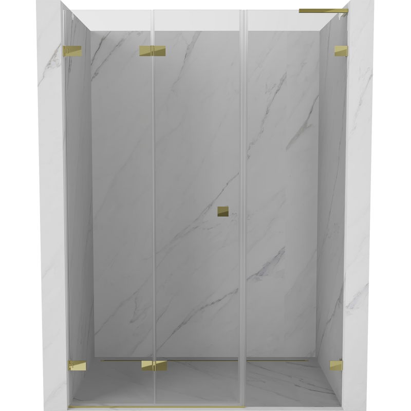 Mexen Lunar-F L foldable shower door left 110 cm, transparent, gold - 836SL-110-050-50-00-L