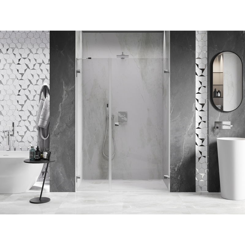 Mexen Lunar-B 140 cm Right Hinged Shower Door, Transparent, Chrome - 832S-140-050-01-00-P