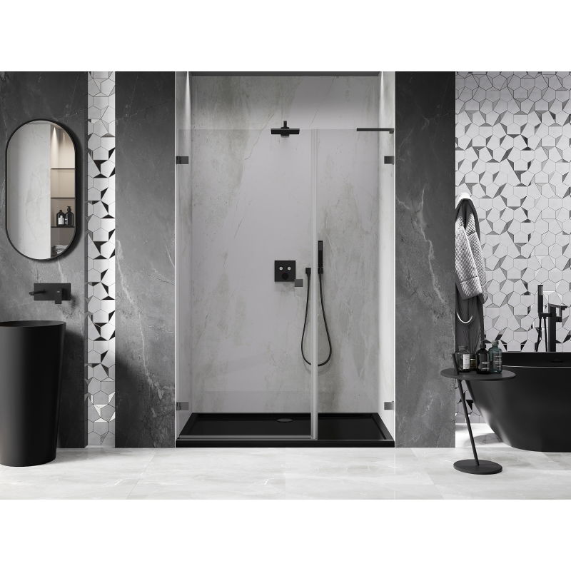 Mexen Lunar-B L 150 cm Left Hinged Shower Door, Transparent, Gun Metal - 832SL-150-050-95-00-L