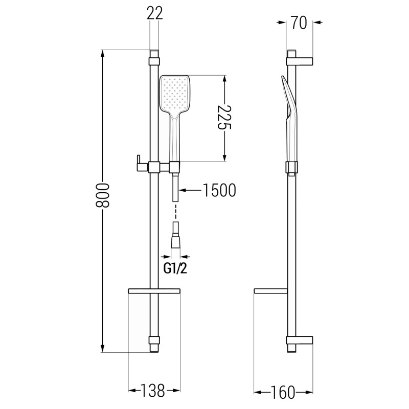 Mexen DQ62 sliding shower set, brushed gun gray - 785624581-66