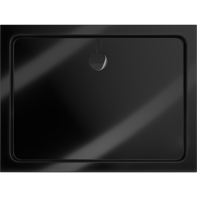 Mexen Flat slim rectangular shower tray 140 x 80 cm, black, black siphon - 40708014B