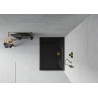 Mexen Flat rectangular slim shower tray 140 x 90 cm, black, golden siphon - 40709014G