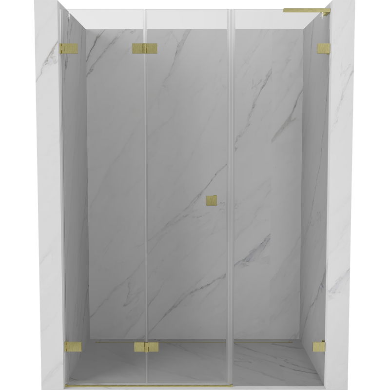 Mexen Lunar-F L foldable shower door left 120 cm, transparent, brushed gold - 836SL-120-050-55-00-L