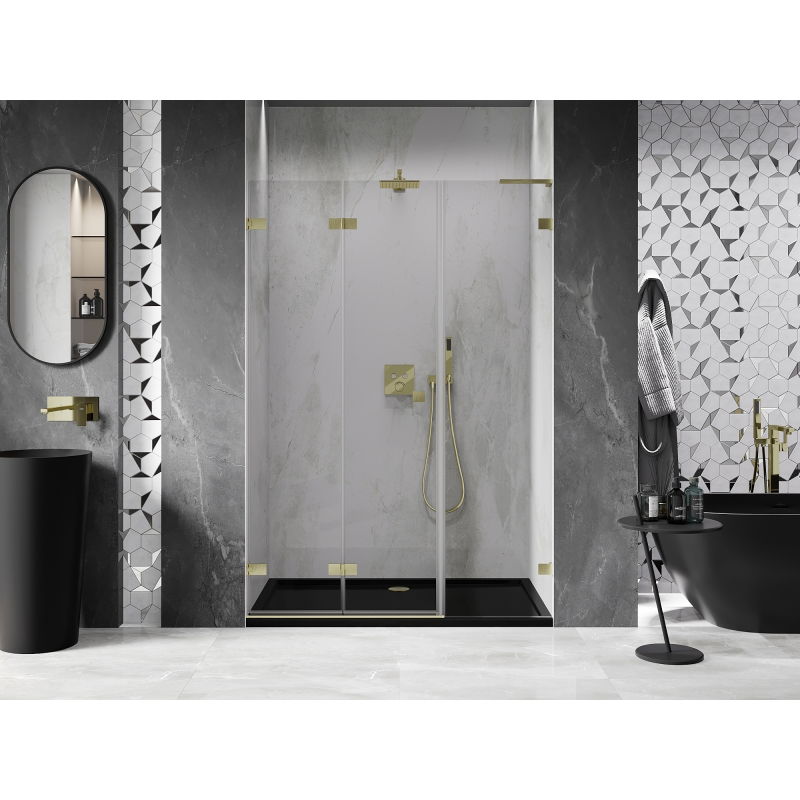 Mexen Lunar-F L folding shower door left 120 cm, transparent, brushed gold - 836SL-120-050-55-00-L
