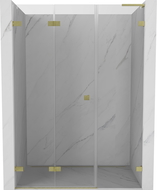 Mexen Lunar-F L folding shower door left 140 cm, transparent, brushed gold - 836SL-140-050-55-00-L
