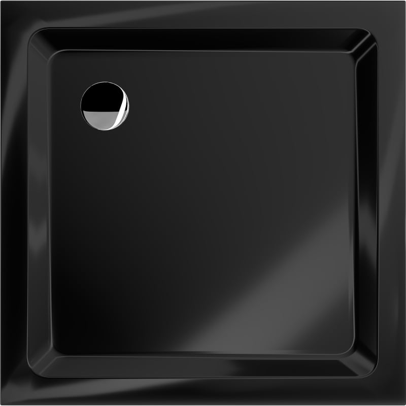 Mexen Flat slim square shower tray 100 x 100 cm, black, chrome siphon - 40701010