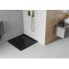 Mexen Flat slim square shower tray 100 x 100 cm, Black, Gold siphon- 40701010G
