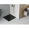 Mexen Flat square slim shower tray 100 x 100 cm, black, golden siphon - 40701010G