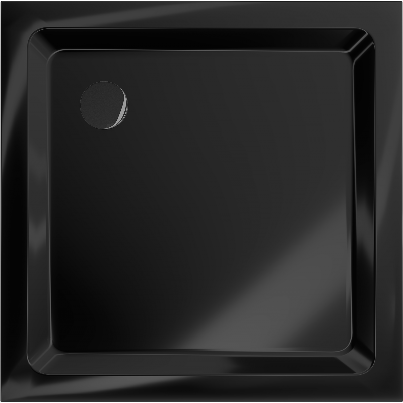Mexen Flat square slim shower tray 100 x 100 cm, black, black siphon - 40701010B