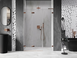 Mexen Lunar-F L foldable shower door left 110 cm, transparent, pink gold - 836SL-110-050-60-00-L