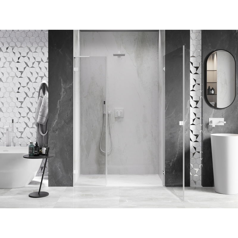 Mexen Lunar-B L right swinging shower door 115 cm, transparent, white - 832SL-115-050-20-00-P
