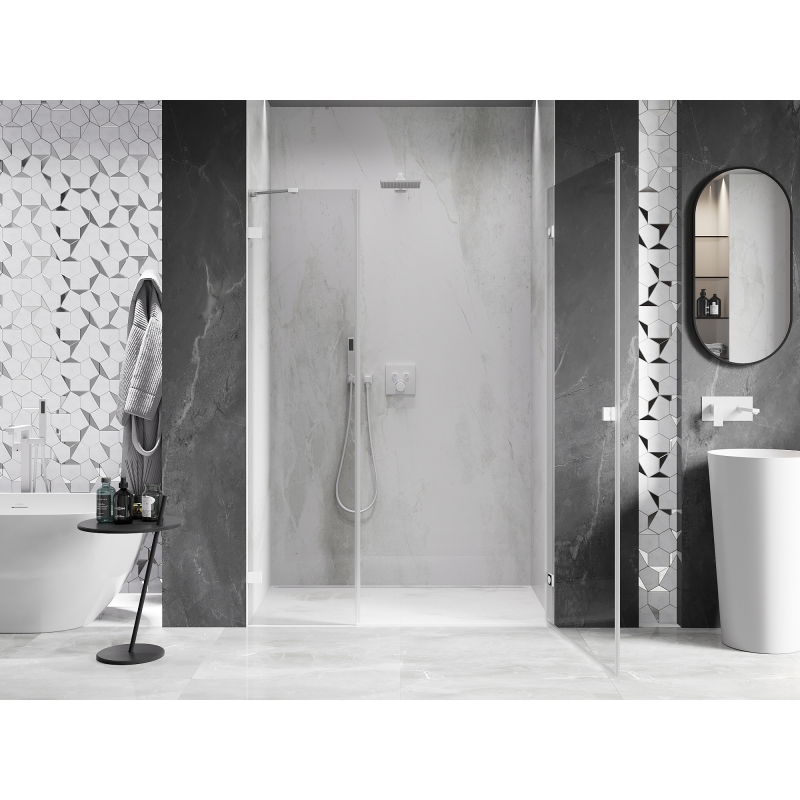 Mexen Lunar-B Right Hinged Shower Door 135 cm, Transparent, White - 832S-135-050-20-00-P