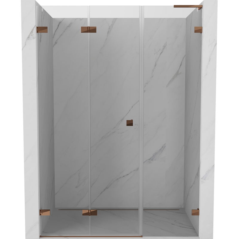 Mexen Lunar-F L folding shower door left 120 cm, transparent, pink gold - 836SL-120-050-60-00-L