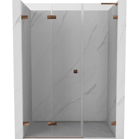 Mexen Lunar-F L foldable shower door left 130 cm, transparent, rose gold - 836SL-130-050-60-00-L