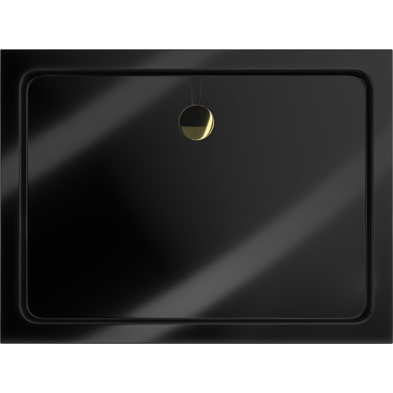 Mexen Flat slim rectangular shower tray 120 x 100 cm, black, gold siphon - 40701012G