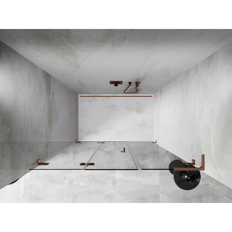 Mexen Lunar-F L folding shower door left 140 cm, transparent, pink gold - 836SL-140-050-60-00-L