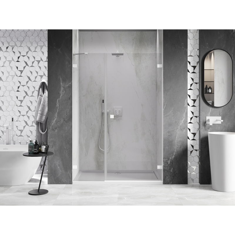 Mexen Lunar-B right hinged shower door 140 cm, transparent, white - 832S-140-050-20-00-P