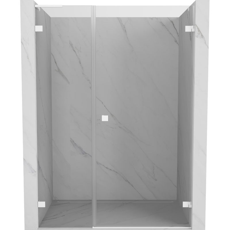 Mexen Lunar-B L Right Hinged Shower Door 130 cm, Transparent, White - 832SL-130-050-20-00-P