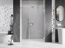 Mexen Lunar-B right hinged shower door 145 cm, transparent, white - 832S-145-050-20-00-P