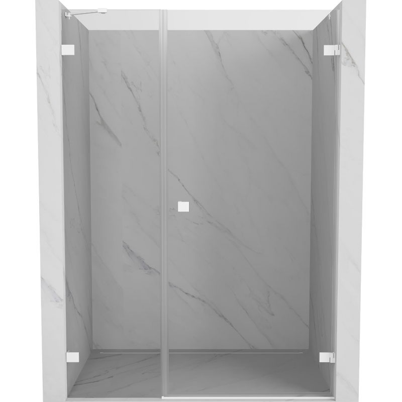 Mexen Lunar-B right hinged shower door 145 cm, transparent, white - 832S-145-050-20-00-P
