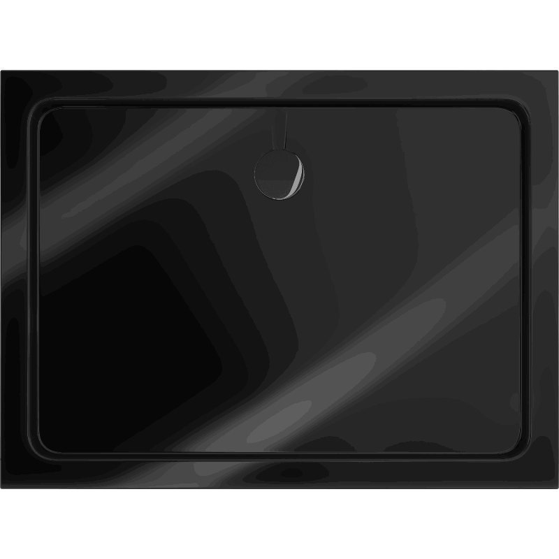 Mexen Flat rectangular slim shower tray 110 x 100 cm, black, black siphon - 40701011B