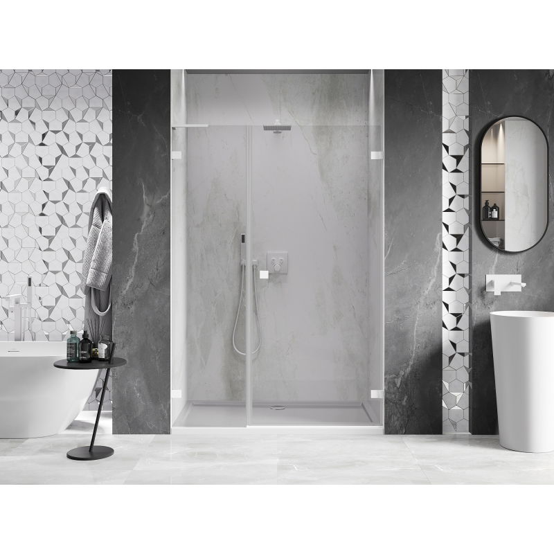Mexen Lunar-B L Shower Door Hinged Right 145 cm, Transparent, White - 832SL-145-050-20-00-P