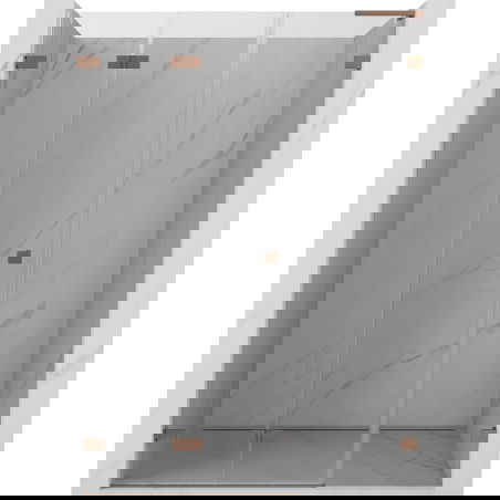 Mexen Lunar-F L 130 cm Folding Shower Door, Left Side, Transparent, Brushed Copper - 836SL-130-050-65-00-L