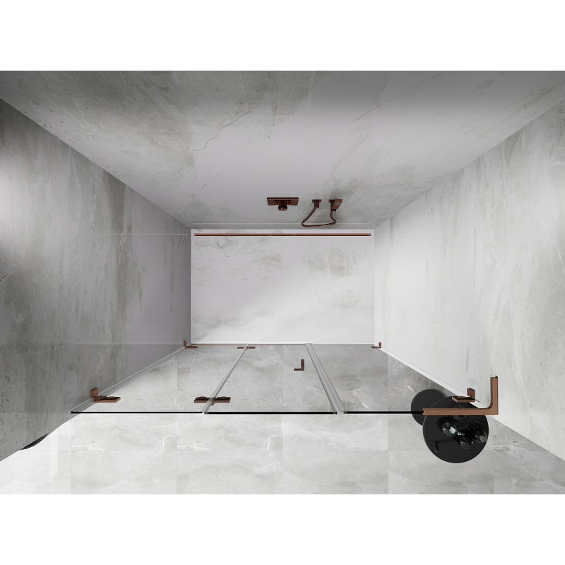 Mexen Lunar-F L folding shower door left 140 cm, transparent, brushed copper - 836SL-140-050-65-00-L