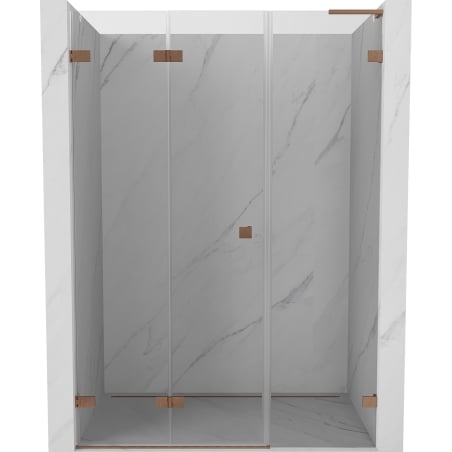 Mexen Lunar-F L left folding shower doors 150 cm, transparent, brushed copper - 836SL-150-050-65-00-L