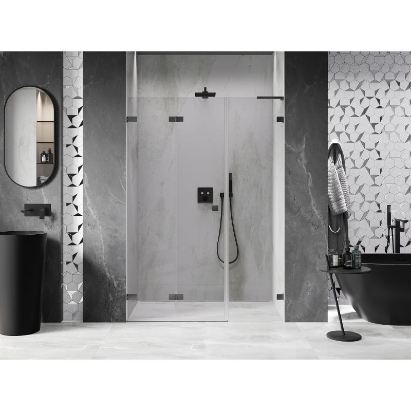 Mexen Lunar-F L folding shower door left 110 cm, transparent, brushed gun gray - 836SL-110-050-66-00-L