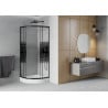 Mexen Rio shower cabin semicircular 80 x 80 cm, stripes, black + Rio tray, white - 863-080-080-70-20-4710