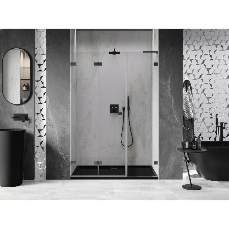Mexen Lunar-F L left folding shower door 115 cm, transparent, gun gray brushed - 836SL-115-050-66-00-L